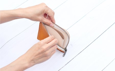 【ハンドメイド】鹿革で作ったシンプルデザインのL字ミニウォレット ハンドメイド 手作り かばん カバン 【yco003】