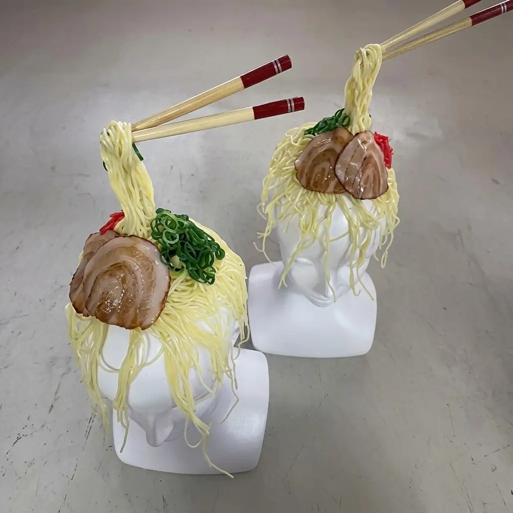 食品サンプル 博多豚骨ラーメンな帽子 | 食品サンプル ラーメン 帽子 お土産 食べられない 人気  おすすめ 可愛い サンプル レプリカ 装飾 置物 写真撮影 ギフト 食品以外