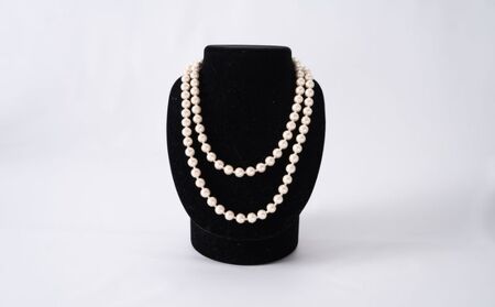 コットンパール「キスカ」ロングネックレス(金具ゴールド)とピアス３点セット