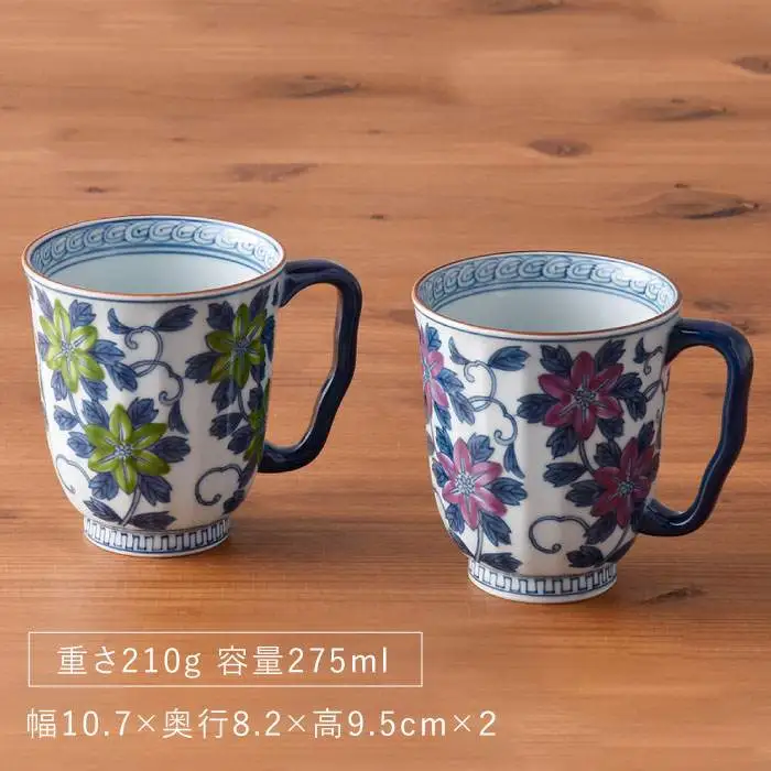 【波佐見焼】染錦鉄仙花 マグカップ ペアセット 食器 皿 【洸琳窯】 [GE02]  波佐見焼