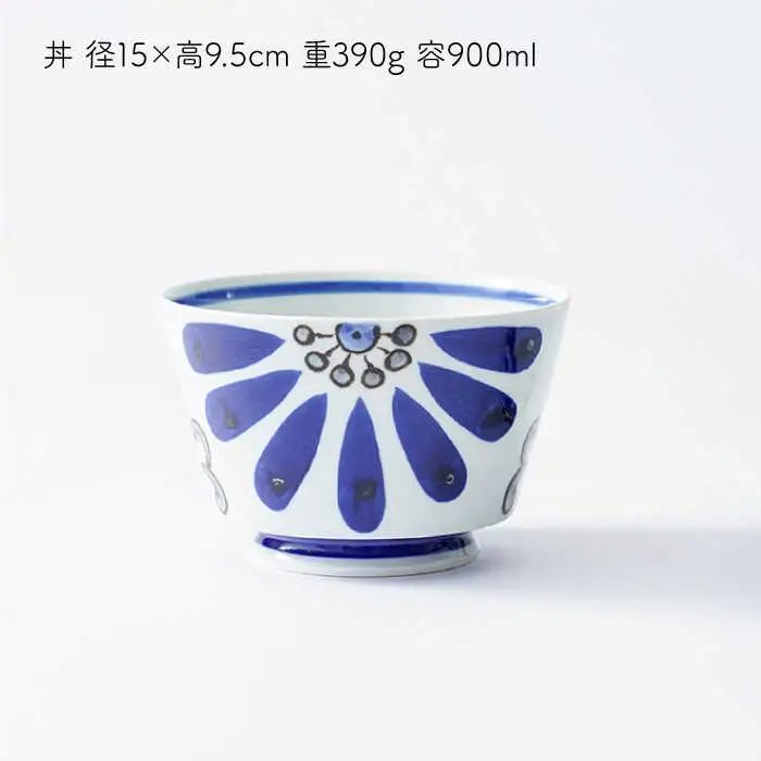 【波佐見焼】ルリ大花 イージー丼 どんぶり 5個セット 食器 皿 【陶もと】 [PE01] 波佐見焼