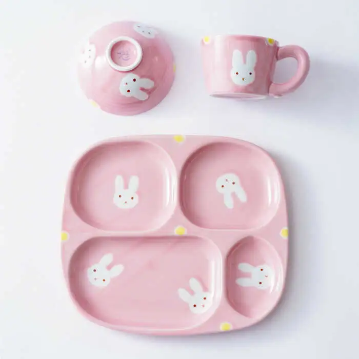 【波佐見焼】新うさぎ お子様 プレート セット 食器 皿 【陶もと】 [PE04] 波佐見焼