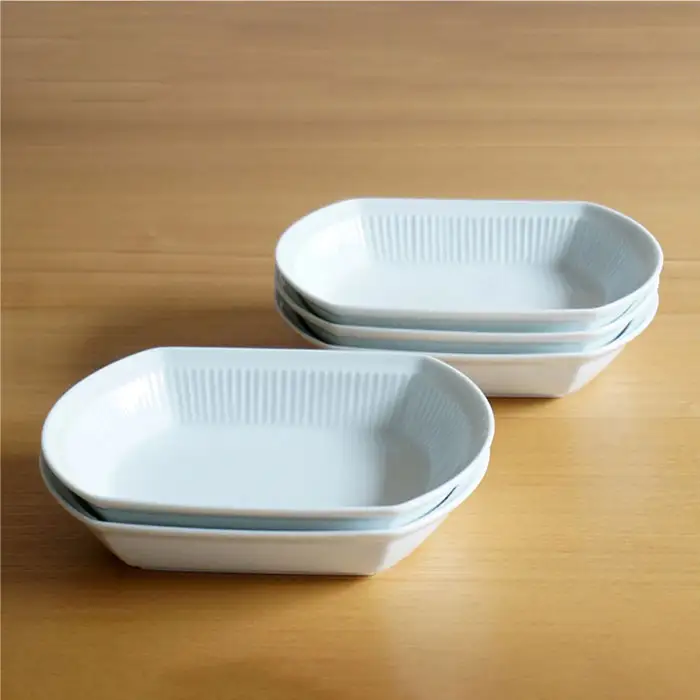 【白山陶器】【美しいレリーフ模様】よしず彫 煮付鉢 5ピース 白磁 食器 小鉢 【波佐見焼】 [TA77] 波佐見焼