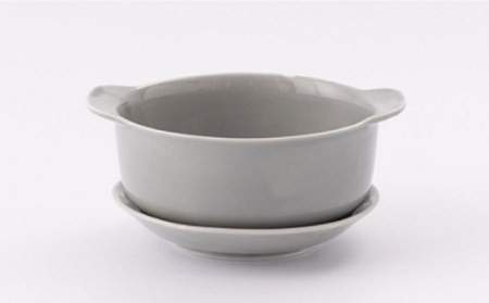 カラフルグラタン皿 耐熱丸型 グリーン・グレイ 2点セット NAZ406 やきもの 食器