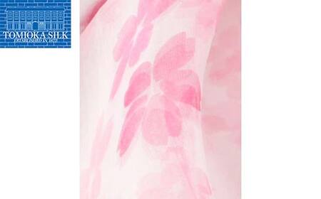高級純国産富岡シルク100％ オーガンジーストール 「SAKURA」＜ピンク＞ 富岡シルク プレミアムストール ピンク 春繭 シルク 絹 ストール ギフト 贈り物 国産 F21E-392