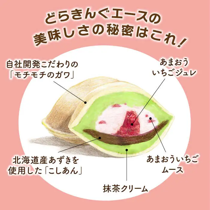 あまおう苺入りどら焼き「どらきんぐエース抹茶」4個入り≪糸島市≫【株式会社エモテント】 どら焼き/あまおう/あまおう苺/イチゴ/伊都きんぐ [AVH004]