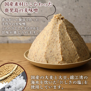 B2-016 無垢食堂の手前味噌(合計4.8kg・800g×6袋)【無垢】霧島市 手作り 味噌汁 調味料 麦味噌 みそ ミソ 生みそ 無添加 国産