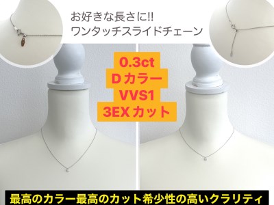 70-9-3 【ＧＩＡ】鑑定ダイヤ使用Ｐｔ９００ ０．３ｃｔダイヤモンドペンダント『Dカラー/VVS１/３Excellent』 ALPBK102