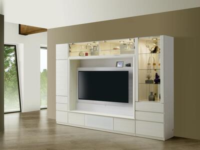 ヴァイス 幅160cm テレビボード 壁面収納 テレビ台 リビング収納 ガラス棚 高級 大川家具 LEDライト【開梱設置】