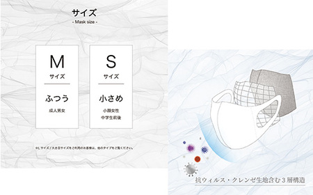 【Sサイズ】クレンゼマスク1枚 ベーシック 洗えるマスク