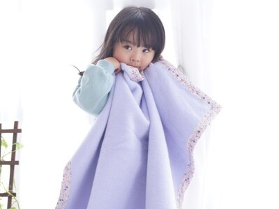 名入れ可 綿100% ベビー毛布(ラベンダー／花) 85×115cm 毛布の町(泉大津市産) N-MM400 [3354] | ベビーブランケット ベビーブランケット