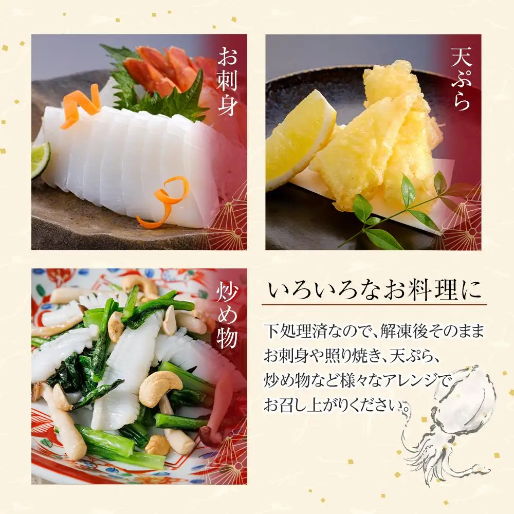 アオリイカ 約1kg 下処理済 冷凍 小分け イカ