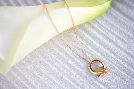 パールネックレス レディース ジュエリー 【Calla K10 ダイヤモンド】