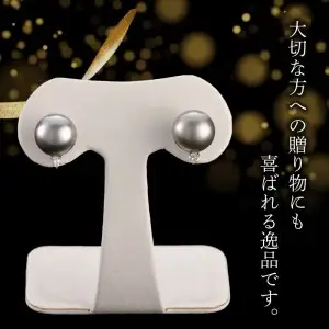 タヒチ真珠＆ダイヤモンドピアス　タヒチ真珠12mm　ダイヤモンド0.2ct  K18ホワイトゴールド T04007