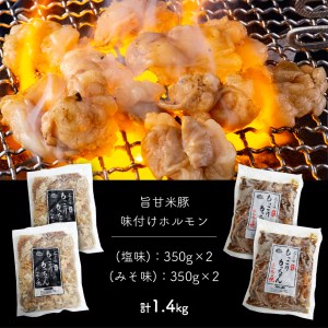 旨甘米豚 味付けホルモン詰合せ2種類 ( 塩味 ・ みそ味 ) 真岡産 栃木県