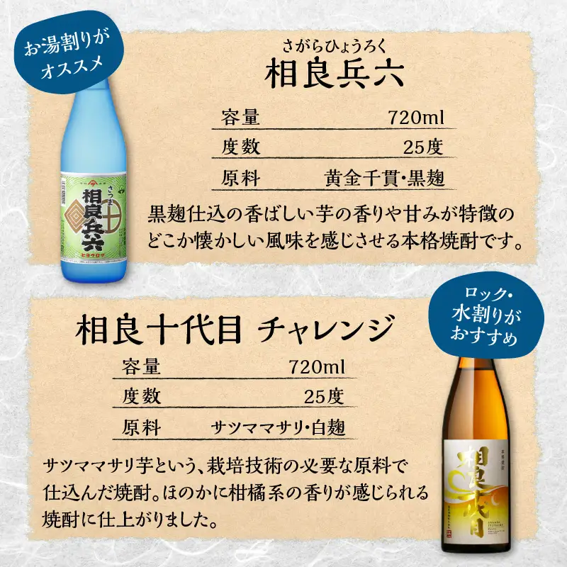 【相良酒造】芋焼酎 飲み比べ 6本 セット グラス付 K004-005