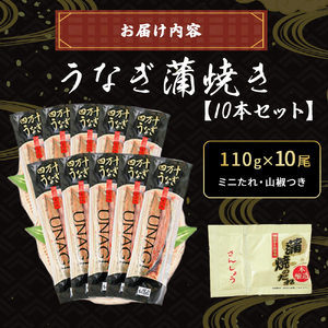 四万十うなぎ 蒲焼き (110g×10尾 ) うなぎ 国産鰻 土用の丑の日 ／Esu-117