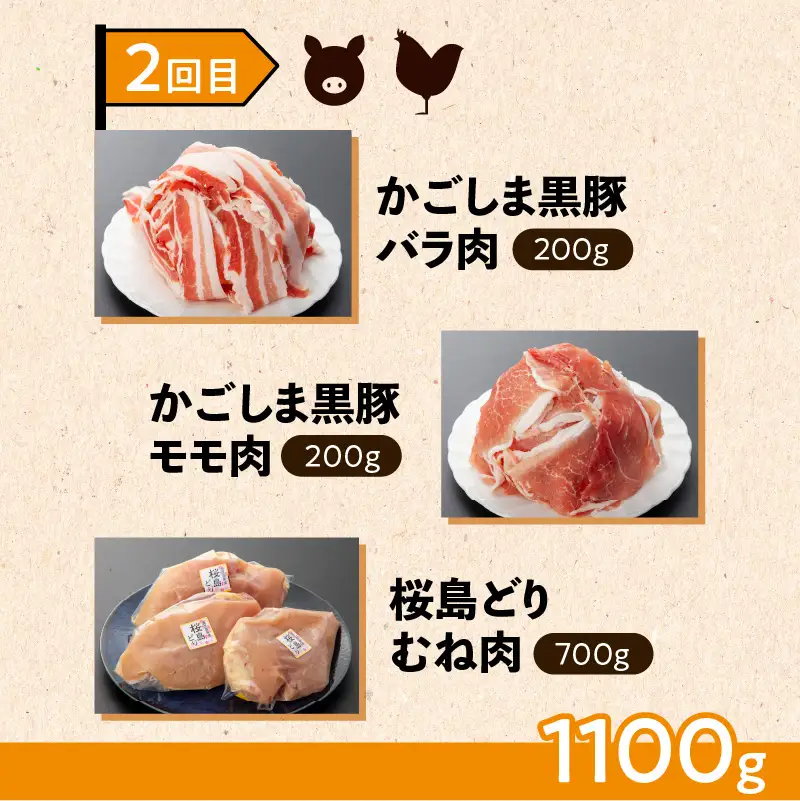 【 岩元精肉店 】 鹿児島県産 精肉 厳選 4か月 お届け コース K045-T04 肉 豚肉 牛肉 鶏肉 冷凍