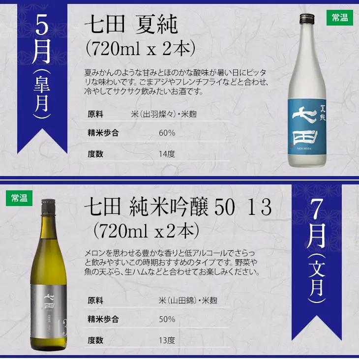 【定期便】銘酒「七田」隔月(奇数月) 2ヶ月に1回 お届け 日本酒 定期便 Q104-002
