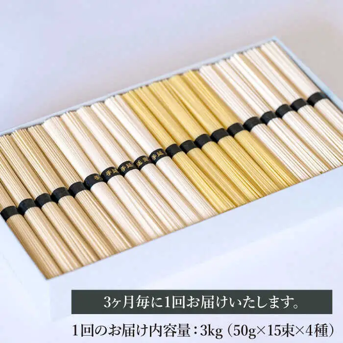【定期便 年4回】手延べ 麺 詰め合わせ 3kg  （50g×60束）  / 島原 手延べ そうめん パスタ 中華めん うどん 麺 / 南島原市 / 池田製麺工房 [SDA048]