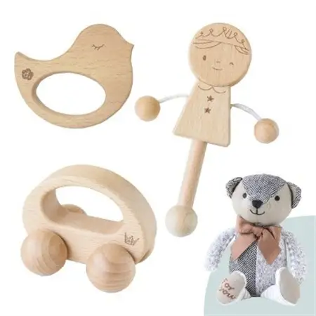 木製おもちゃのだいわのはじめてクマさんセット(Baby用おもちゃ5点・クマさん・手提げバッグ)_雑貨・日用品 ベビー用品  _【1397702】