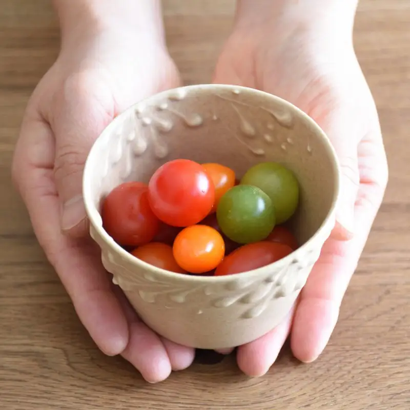 いっちん文様 陶器製 そば猪口 柔らか亜麻色 2個セット 食器 陶器 器 小鉢 おちょこ 手づくり 焼き物 おしゃれ 広島県 呉市 ku016-007-r