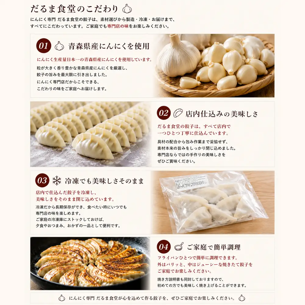 大容量 青森県産にんにく 手作り 冷凍生餃子 60個 特製葉にんにくのたれ付