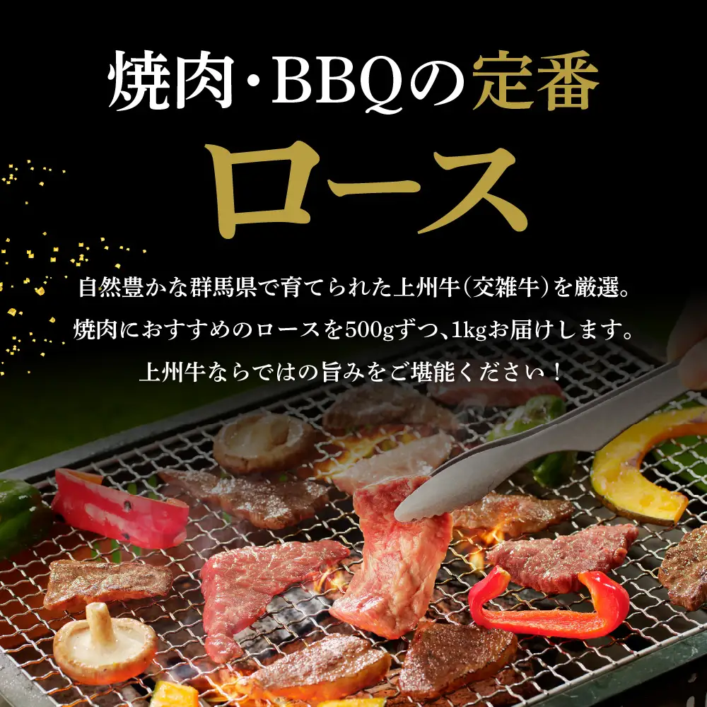 牛肉 ロース 【上州牛】 1.0kg（500g×2パック）  群馬 県 千代田町 ※沖縄・離島配送不可 