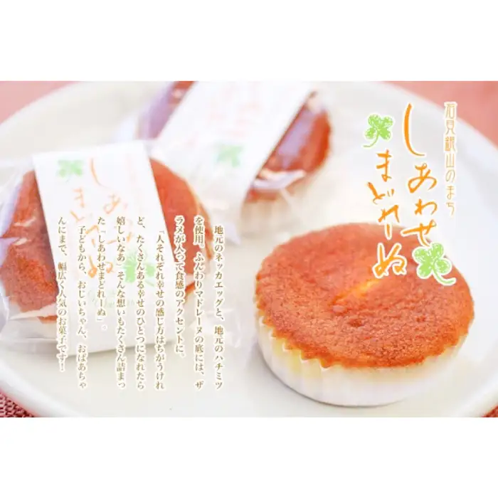 蜂蜜・バター・卵が楽しめる「しあわせマドレーヌ」（約50g） 10個入り【約50g×10個 マドレーヌ 洋菓子 お菓子 おやつ ギフト 贈答 プレゼント お土産 セット 地元食材 個包装】