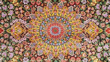【限定1品】 絨毯 シルク100％ 手織り ラグマット カーペット／ 高級 玄関マットサイズ 89×57cm 高品質 じゅうたん ラグ  （FS-2113) 