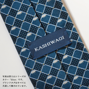 カシワギオリジナル　富士山柄ネクタイ 格子 navy ネクタイ シルク メンズ 男