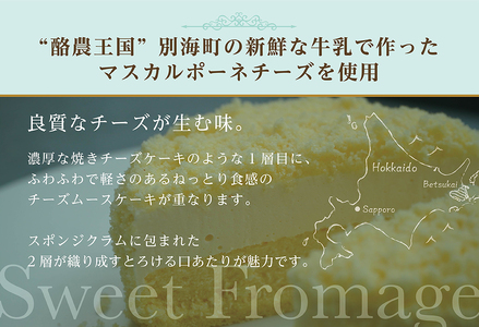 【毎月定期便】 二層のチーズケーキスイート・フロマージュ　12cm×1台×10ヵ月定期便 be051-0967-100-10　（ ケーキ チーズケーキ フロマージュ マスカルポーネ スィーツ 北海道 人気 ふるさと納税 ）