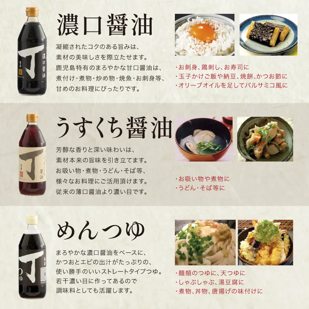 【創業享保20年の老舗醤油屋】丁子屋のかごしま調味料 詰め合わせ (6種) 贈答用 調味料 醤油 つゆ めんつゆ 酢 お酢 なごみ酢 鹿児島 南さつま市