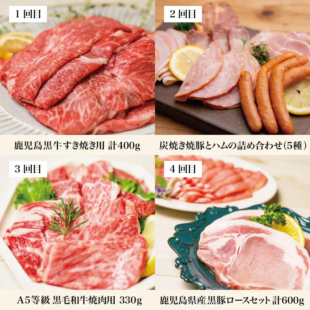 【定期便】畜産王国・南さつま市のオールスター厳選お肉 定期便（10回） 牛肉 豚肉 すき焼き しゃぶしゃぶ 赤身 焼肉 味噌漬け 冷凍 定期便 鹿児島 南さつま市