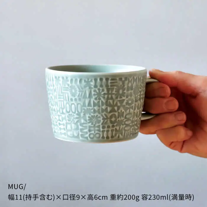 【波佐見焼】PATTERNED MUG ペア2色セット  squall gray＋morning mist 【BIRDS' WORDS】[CF049] 波佐見焼