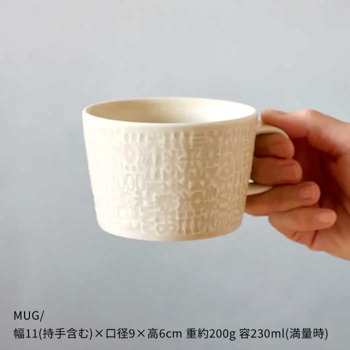 【波佐見焼】PATTERNED MUG ペア2色セット  ecru＋morning mist 【BIRDS' WORDS】[CF051] 波佐見焼