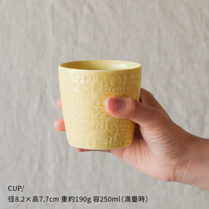 【波佐見焼】PATTERNED CUP ペア2色セット yellow + morning mist【BIRDS’ WORDS】[CF054] 波佐見焼