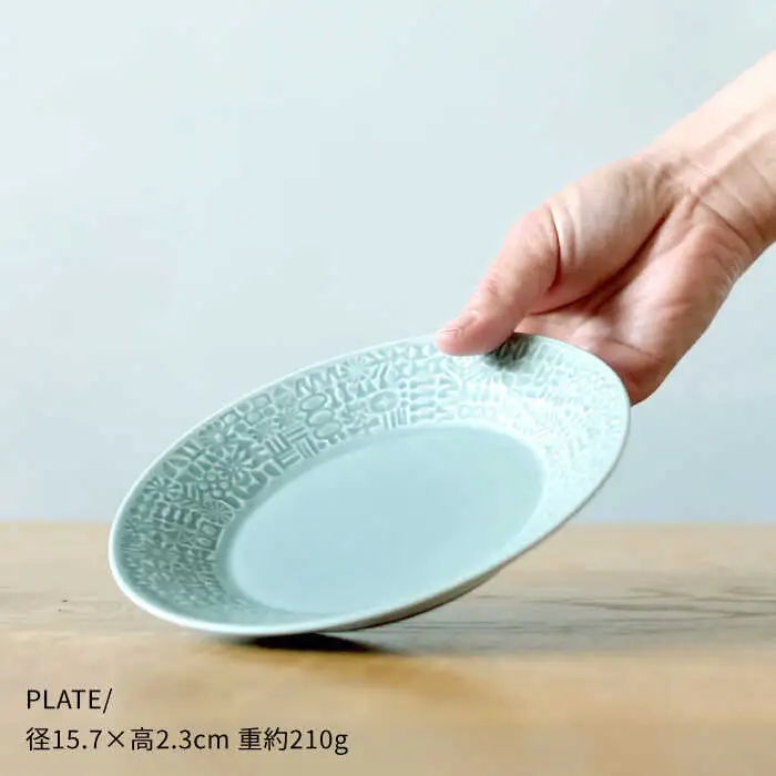 【波佐見焼】PATTERNED PLATE ペア 2色セット squall gray＋ecru【BIRDS' WORDS】[CF060] 波佐見焼