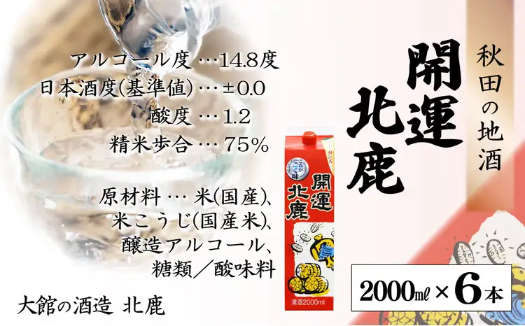 北鹿 『開運パック』 2L×6本セット　130P4005【筒井商店】