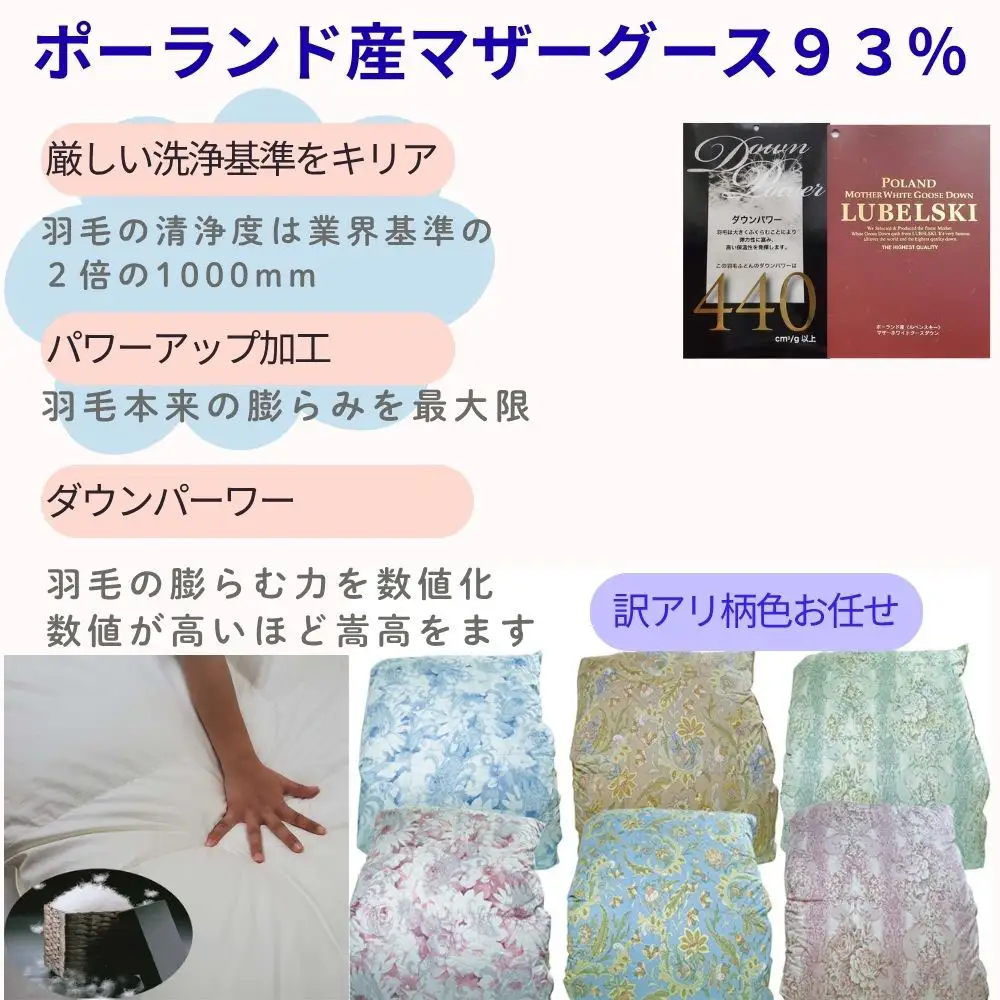 【訳あり】【羽毛掛け布団】シングル ポーランド産マザーグース９3％【ck433】