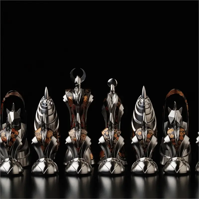 匠チェス（18-Pawn 黒1体）歩兵（Pawn かきつばた、菊）