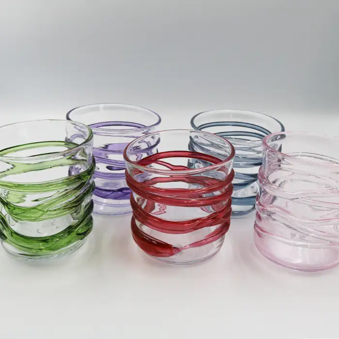 【SUKI GLASS STUDIO】 ガラス工芸品『ひも巻きグラス』 １個【緑-Green】　[0013-0010]