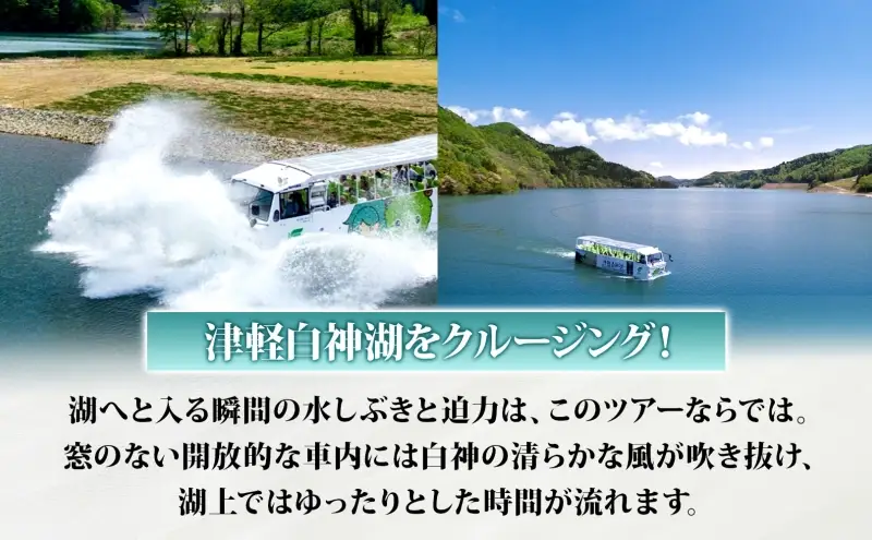 水陸両用バスダムレイクツアー乗船券津軽白神湖水陸両用バス