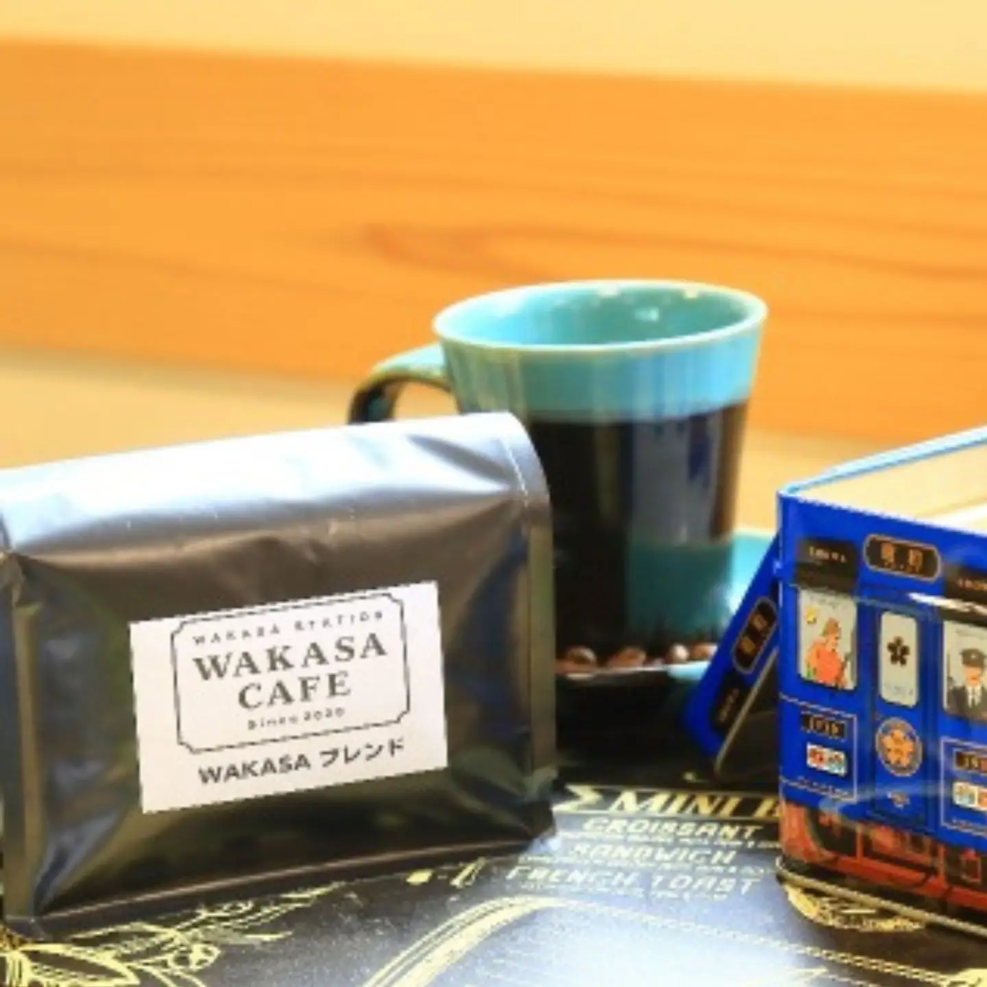 WAKASAブレンドコーヒー豆（若桜鉄道　列車缶セット） [252]