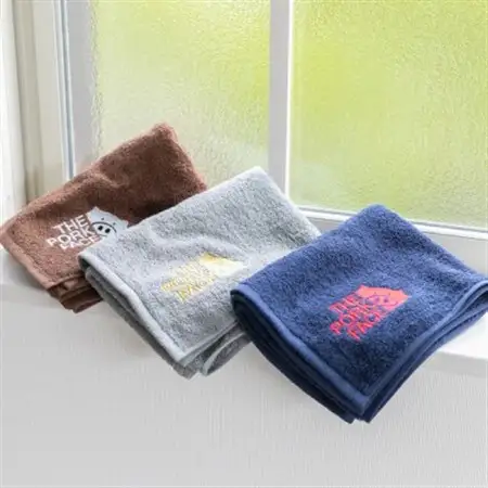 泉州産フェイスタオル320匁ポークフェイスの刺繍入り色:グレー3枚セット【1410480】