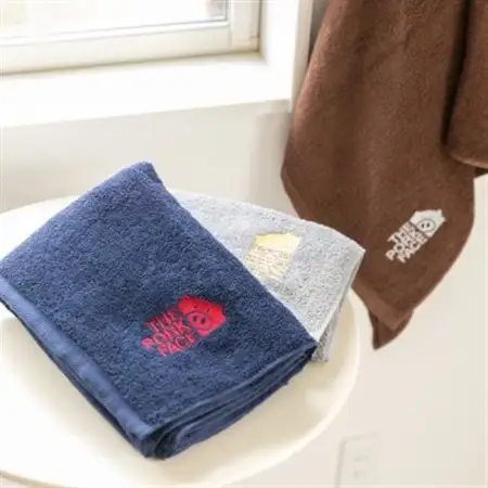 泉州産バスタオル800匁ポークフェイスの刺繍入り　色:グレー3枚セット【1410747】