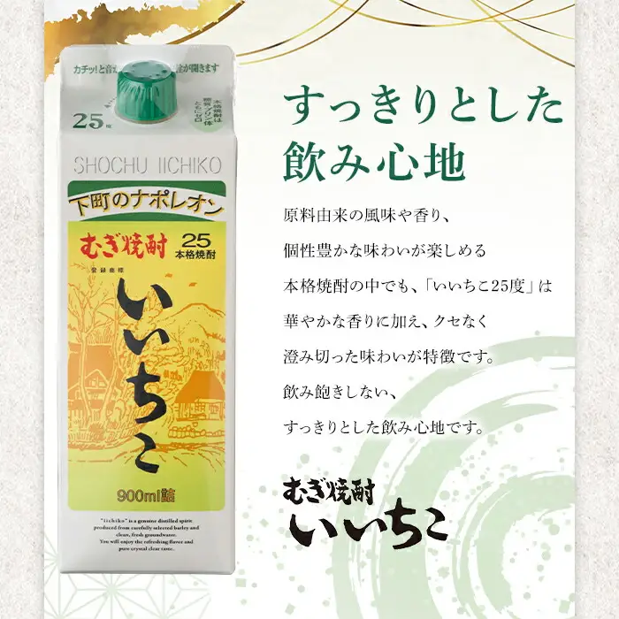 いいちこ 25度 パック(計2.7L・900ml×3本)酒 お酒 むぎ焼酎 900ml 麦焼酎 いいちこ アルコール 飲料 常温  三和酒類 紙パック【106102400】【酒のひろた】