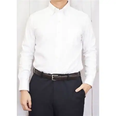 【ヨシダシャツ】長袖ニットドレスシャツ(釦ダウン)ピマコットンスムース・ホワイト・Lサイズ_装飾品・工芸品 男性・メンズ 洋服 _【1223683】