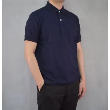 【ヨシダシャツ】半袖ポロシャツ・綿100%鹿の子・ネイビー・LLサイズ_装飾品・工芸品 男性・メンズ 洋服 _【1230028】