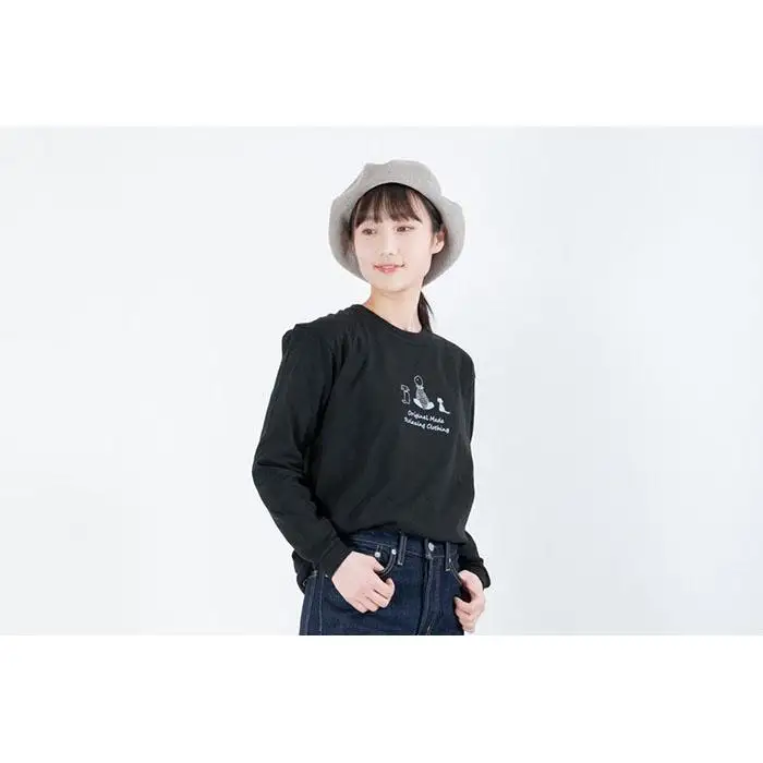 《0》レディースM　TimeロングTシャツ　BLACK